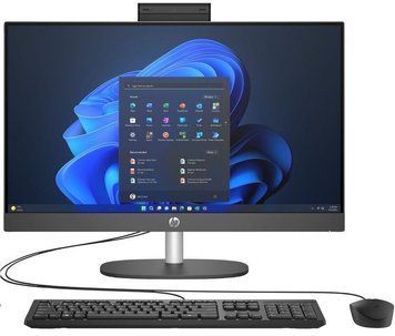 Комп'ютер персональний моноблок HP 240-G10 23.8" FHD IPS AG, Intel U5-125U, 8GB, F512GB, UMA, WiFi, кл+м, DOS, чорний (D10FBET) [113901]