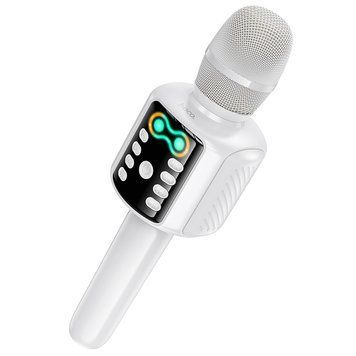 Портативна колонка-мікрофон HOCO L24 Shine karaoke microphone, 5W, White (6942007673778) [806588]
