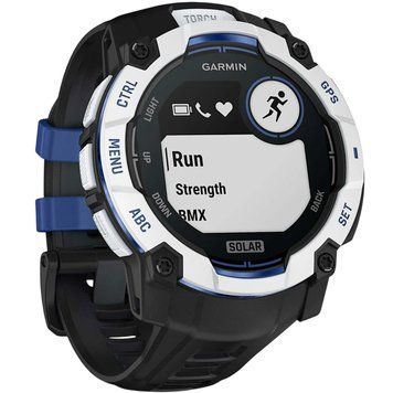 Смарт-годинник Garmin Instinct 3 50mm Solar Whitestone with Black/Bolt Blue Silicone (010-02935-43) [619008]