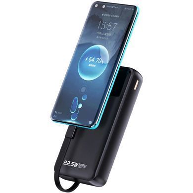 УМБ Dudao 20000mAh K15 Pro 22,5W PD USB-A,USB-C In/Out,with built-in USB-C/Lightning cables Black (6977196682430) [405052]