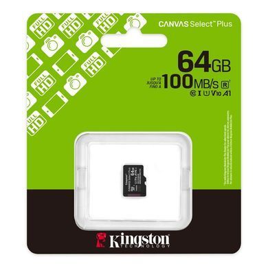 Карта пам'яті microSDXC (UHS-1) Kingston Canvas Select Plus Gen3 64Gb class 10 А1 (R-100MB/s) (SDCS3/64GBSP) [806282]