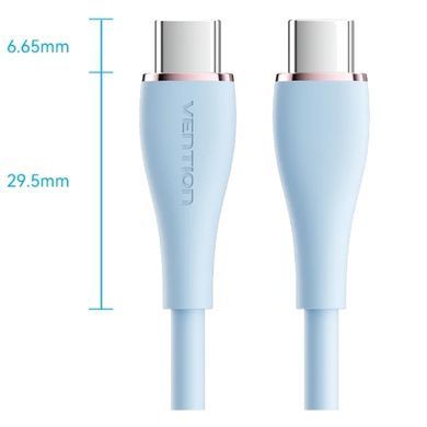 Кабель USB 2.0 Type-C M-M, 1.0 м 100W Light Blue Silicone Vention (TAWSF) [402421]