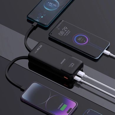 УМБ Dudao 20000mAh K15 Pro 22,5W PD USB-A,USB-C In/Out,with built-in USB-C/Lightning cables Black (6977196682430) [405052]