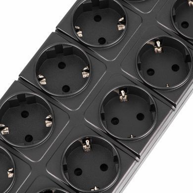 Подовжувач мережевий 2E 3м, 10xТипF, 16A, 3xUSB-A, 1xUSB-C, фільтр, чорний (2E-SP10M3USBBK) [111825]