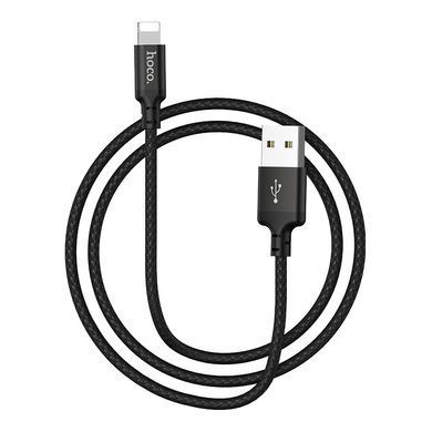 Кабель HOCO X14 USB to iP 2A, 1m, nylon, aluminum connectors, Black (6957531062820) [805471]