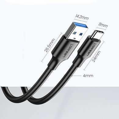 Кабель USB 3.0 AM-Type-C M, 2 м, 60W Nickel Plating Aluminum Braid Чорний, US184 UGREEN (20884) [404052]