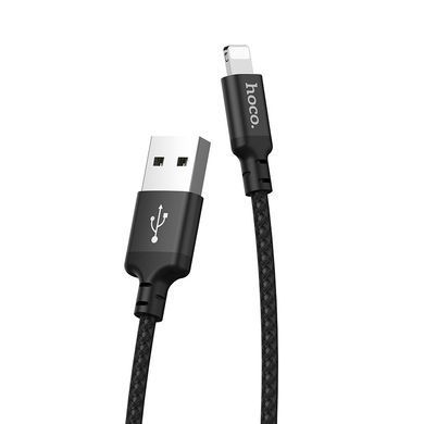 Кабель HOCO X14 USB to iP 2A, 1m, nylon, aluminum connectors, Black (6957531062820) [805471]