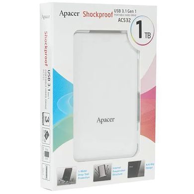 Зовнішній жорсткий диск PHD External 2.5'' Apacer USB 3.1 AC532 1TB White (AP1TBAC532W-1) [803167]