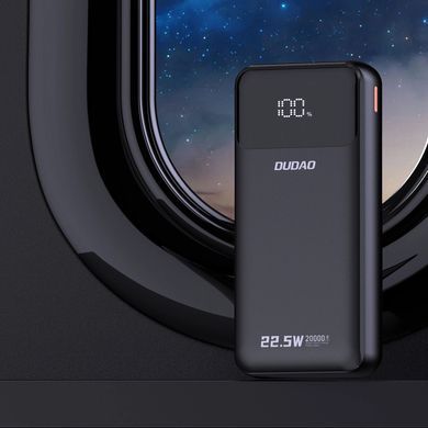 УМБ Dudao 20000mAh K15 Pro 22,5W PD USB-A,USB-C In/Out,with built-in USB-C/Lightning cables Black (6977196682430) [405052]