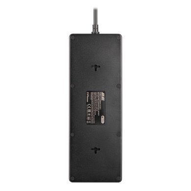 Подовжувач мережевий 2E 3м, 10xТипF, 16A, 3xUSB-A, 1xUSB-C, фільтр, чорний (2E-SP10M3USBBK) [111825]