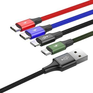 Кабель Baseus Fast 4-in-1 Cable For iP+Type-C(2)+Micro 3.5A 1.2m Black (CA1T4-B01) [802619]