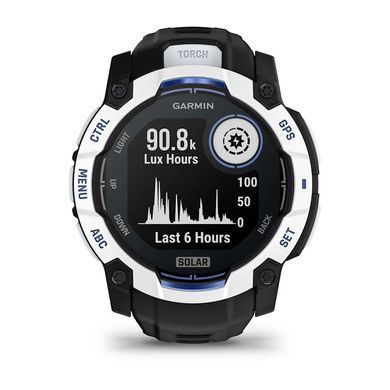 Смарт-годинник Garmin Instinct 3 50mm Solar Whitestone with Black/Bolt Blue Silicone (010-02935-43) [619008]