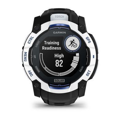 Смарт-годинник Garmin Instinct 3 50mm Solar Whitestone with Black/Bolt Blue Silicone (010-02935-43) [619008]