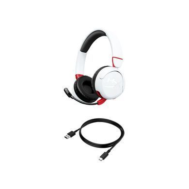 Гарнітура ігрова HyperX Cloud Mini, mini-jack/BT, 1.2м, білий-червоний (7G8F2AA) [107453]