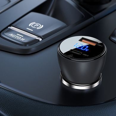 Автозарядка 2xUSB 63W (USB-C + USB-A) B6 with digital display Acefast (6974316280972) [402156]