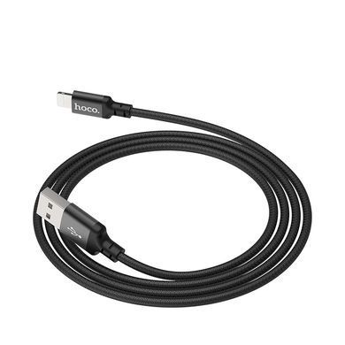 Кабель HOCO X14 USB to iP 2A, 1m, nylon, aluminum connectors, Black (6957531062820) [805471]