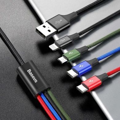 Кабель Baseus Fast 4-in-1 Cable For iP+Type-C(2)+Micro 3.5A 1.2m Black (CA1T4-B01) [802619]