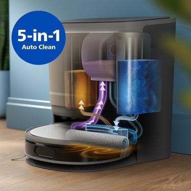 Робот-пилосос Philips Series 9000, h=9.8см, вологе прибирання, конт пил -0.21л, вода -0.22л, автон. робота до 280хв, EPA 11, чорний-металік (XU9100/10) [112180]