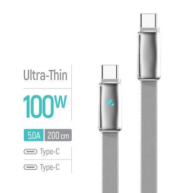Кабель ColorWay USB Type-C - USB Type-C (M/M), ultra-thin, 5А, 1 м, Grey (CW-CBPDCC100-GR) [619961]