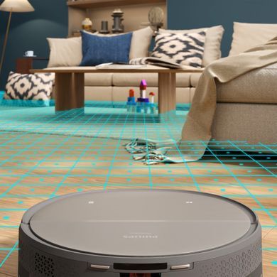 Робот-пилосос Philips Series 9000, h=9.8см, вологе прибирання, конт пил -0.21л, вода -0.22л, автон. робота до 280хв, EPA 11, чорний-металік (XU9100/10) [112180]