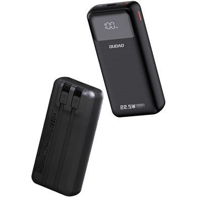 УМБ Dudao 20000mAh K15 Pro 22,5W PD USB-A,USB-C In/Out,with built-in USB-C/Lightning cables Black (6977196682430) [405052]