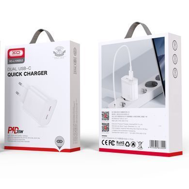 Мережевий зарядний пристрій XO L105 (2USB-С, 3А) PD White (L105.white) [603304]