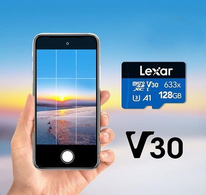 Карта пам'яті microSDXC (UHS-1 U3) Lexar High-Performance 633x 128Gb class 10 V30 A1 (100Mb/s) Blue Series (adapter SD) (LMS0633128G-BNAAA) [806672]