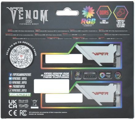 Модуль пам`яті DDR5 2x16GB/6000 Patriot Viper Venom RGB (PVVR532G600C36K) [606222]