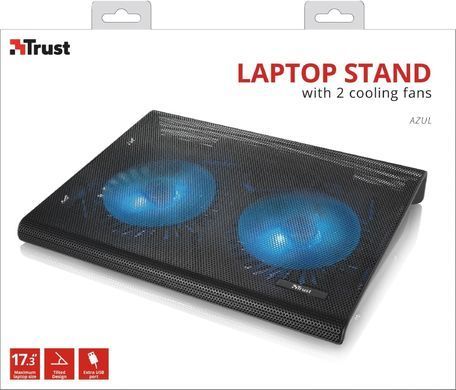 Підставка для ноутбука Trust Azul, до 17.3", 2xUSB-A, BLUE LED, чорний (20104_TRUST) [108771]