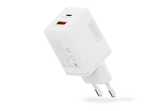 Зарядний пристрій DIGITUS GaN 1хUSB-C, 1хUSB-A, 45W (DA-10302) [114252]