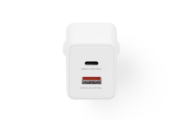 Зарядний пристрій DIGITUS GaN 1хUSB-C, 1хUSB-A, 45W (DA-10302) [114252]