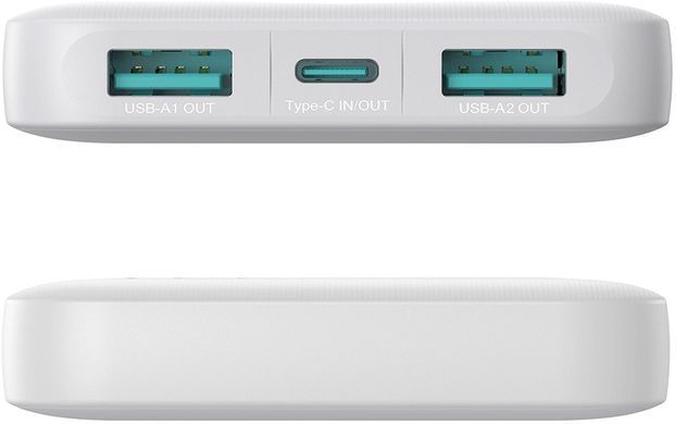 УМБ Joyroom 10000mAh 12W QC, 2xUSB-A, USB-C In/Out White (JR-PBF12) [404520]