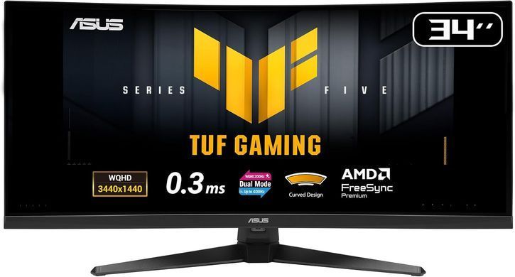 Монітор Asus 34" TUF Gaming VG34WQ5A 2xHDMI, 2xDP, 2xUSB, MM, VA, 3440x1440, 21:9, 200/400Hz, 0.5ms, DCI-P3 95%, CURVED, AdaptiveSync, HDR400 (90LM0CP1-B01171) [114698]