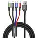 Кабель Baseus Fast 4-in-1 Cable For iP+Type-C(2)+Micro 3.5A 1.2m Black (CA1T4-B01) [802619], фото 1