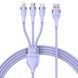 Кабель Baseus Flash Series Ⅱ One-for-three Fast Charging Data Cable USB to M+L+C 100W 1.2m Purple (CASS030005) [802630], фото 1