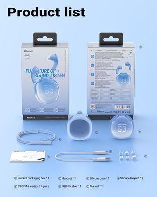 Навушники TWS Acefast T9 glacier blue (6974316282525) [401929]