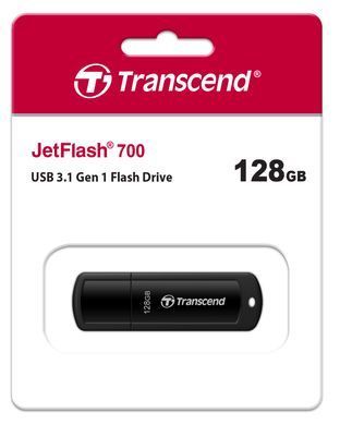 Накопичувач Transcend 128GB USB 3.1 Type-A JetFlash 700 Чорний (TS128GJF700) [108965]