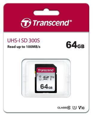 Карта пам'яті Transcend SD 64GB C10 UHS-I R100/W20MB/s (TS64GSDC300S) [109447]
