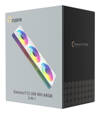 Набір із трьох вентиляторів для корпусу 120MM GAMMA F12 UNI WH ARGB 3 IN 1 OCYPUS (GAMMA-F12-WH3AM00U-GL) [502897]