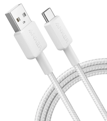 Кабель Anker 322 USB-A to USB-C - 1.8m Nylon White (A81H6H21/A81H6G21) [202007]