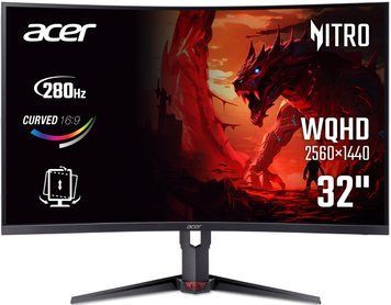 Монітор Acer 31.5" Nitro XZ323QUZ1bmiiprx 2xHDMI, DP, MM VA, 2560x1440, 280Hz, 1ms, CURVED (UM.HX3EE.105) [115132]
