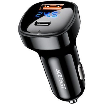 Автозарядка 2xUSB 66W (USB-C + USB-A) B4 with digital display Acefast (6974316280392) [402157]