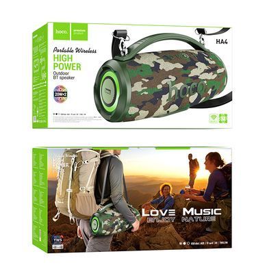 Портативна колонка HOCO HA4 Surge outdoor BT speaker, 20W*2, Camouflage Green (6942007612272) [806330]