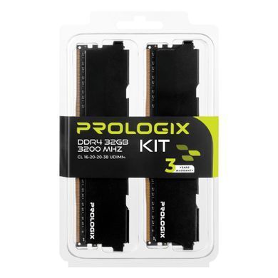 Модуль пам`ятi DDR4 2x16GB/3200 Prologix Black (PRO32GB3200B4K) [606256]