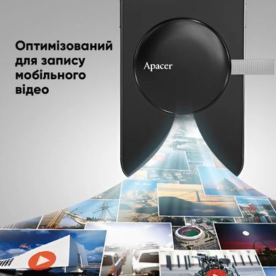 Портативний SSD Apacer Magnetic AS725 512 GB USB 3.2 Gen.2 Type-C MagSafe Black (AP512GAS725B-1) [803639]