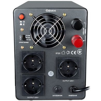 ДБЖ Gemix PSN-1000, 1000VA/600W 12V/220V, 7/9/13A, 3*Schuko, без АКБ (PSN-1000U) [400953]
