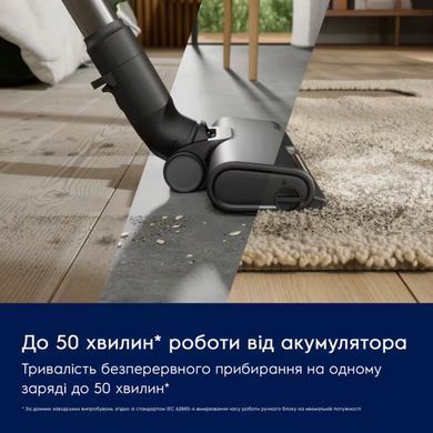 Пилосос Electrolux безпровідний, конт пил -0.5л, автон. робота до 50хв, вага-2.49кг, НЕРА12, 2 насадки, зелений (EP61CB21OG) [102444]