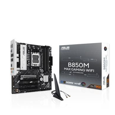 Материнcька плата ASUS B850M MAX GAMING WIFI sAM5 B850 4xDDR5 M.2 HDMI DP Wi-Fi BT mATX (90MB1LL0-M0EAY0) [109237]