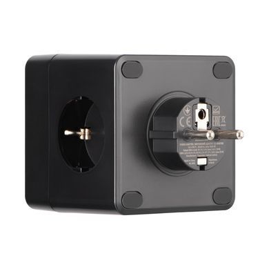 Адаптер мережевий 2E 3xТипF, 16A, 2xUSB-A, 1x USB-C фільтр, чорний (2E-AD431BK) [111826]