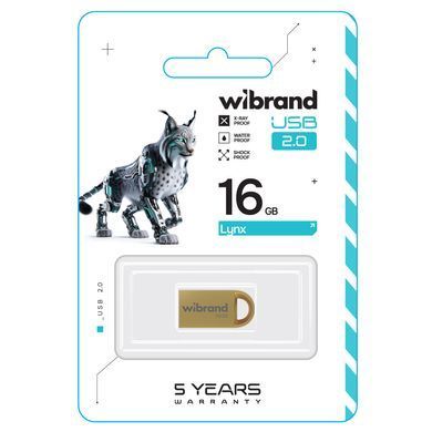 Флеш-накопичувач Wibrand USB 2.0 Lynx 16Gb Gold (WI2.0/LY16M2G) [803560]